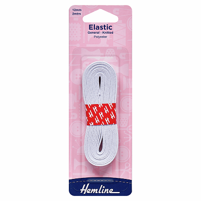 H620.12 General Purpose Knitted Elastic: 2m x 12mm: White ..